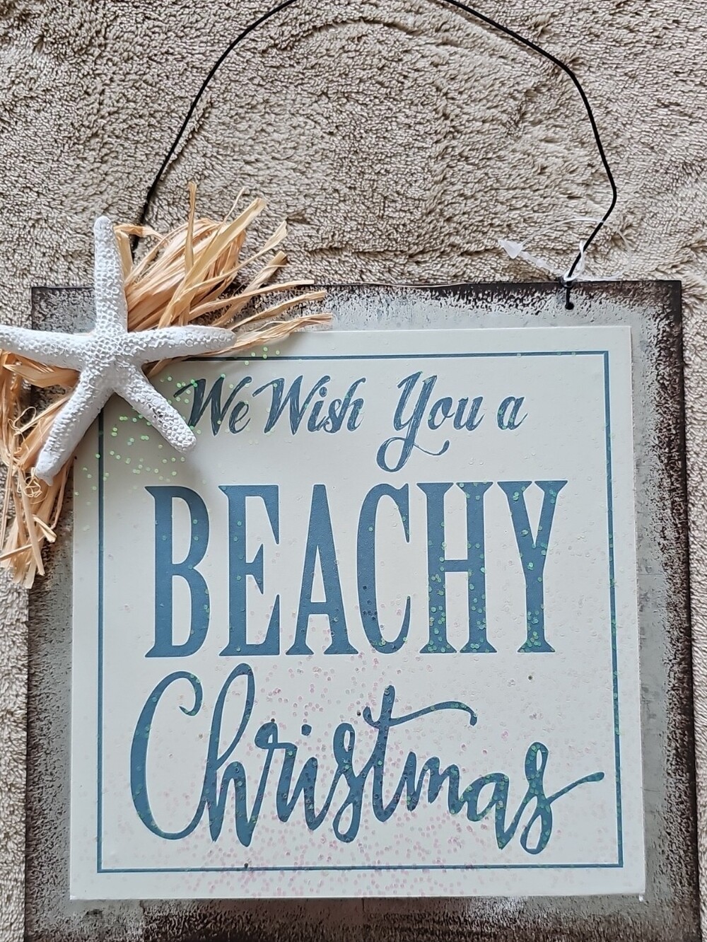 NEW Beachy Christmas Wall Sign – Coastal Holiday Décor in Blue